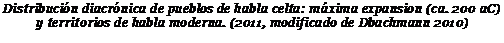 Подпись: Distribución diacrónica de pueblos de habla celta: máxima expansion (ca. 200 aC) y territorios de habla moderna. (2011, modificado de Dbachmann 2010) 